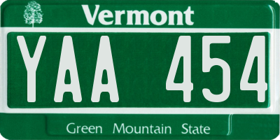 VT license plate YAA454