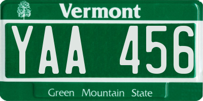 VT license plate YAA456