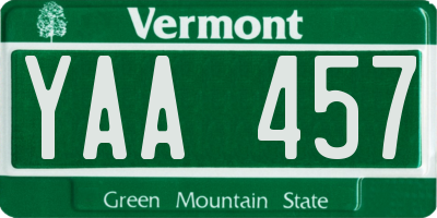 VT license plate YAA457