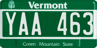VT license plate YAA463