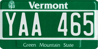 VT license plate YAA465