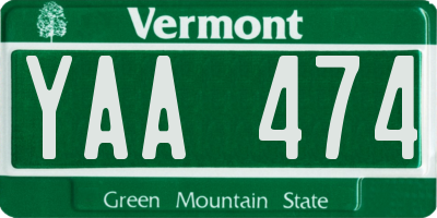 VT license plate YAA474