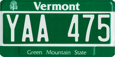 VT license plate YAA475
