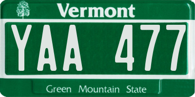 VT license plate YAA477