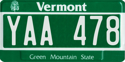 VT license plate YAA478