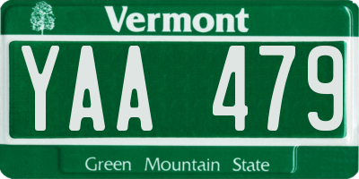 VT license plate YAA479