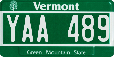 VT license plate YAA489