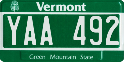 VT license plate YAA492