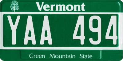 VT license plate YAA494
