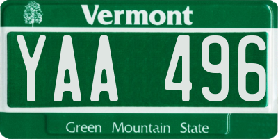 VT license plate YAA496