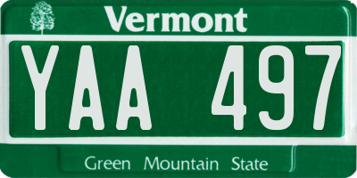 VT license plate YAA497