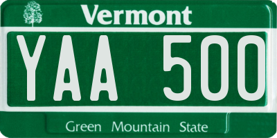 VT license plate YAA500