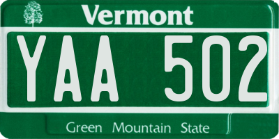 VT license plate YAA502