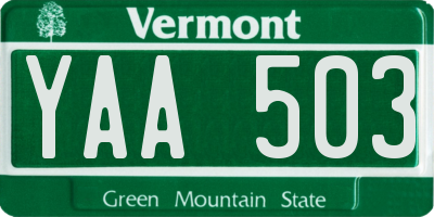 VT license plate YAA503