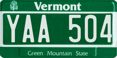 VT license plate YAA504