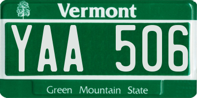 VT license plate YAA506