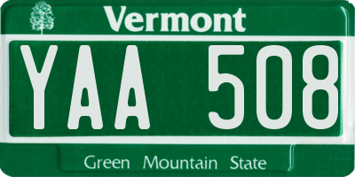 VT license plate YAA508