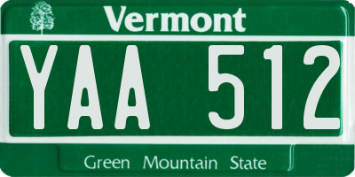 VT license plate YAA512