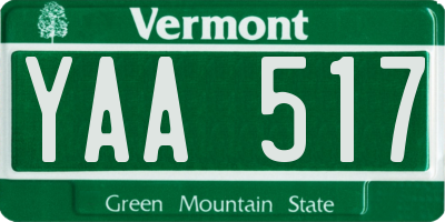 VT license plate YAA517