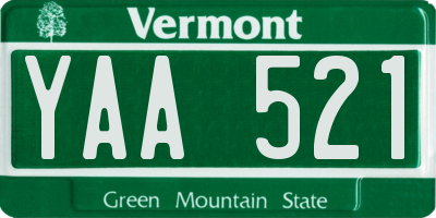 VT license plate YAA521