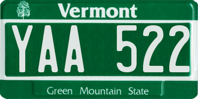 VT license plate YAA522