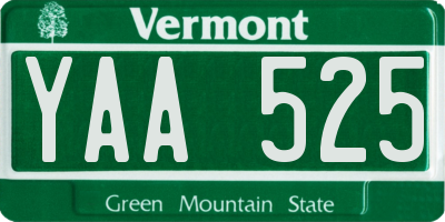 VT license plate YAA525