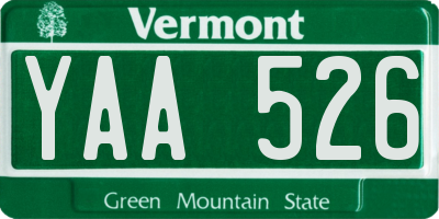 VT license plate YAA526
