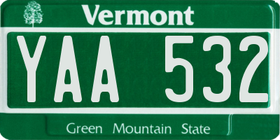 VT license plate YAA532