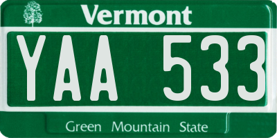 VT license plate YAA533