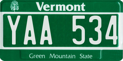 VT license plate YAA534