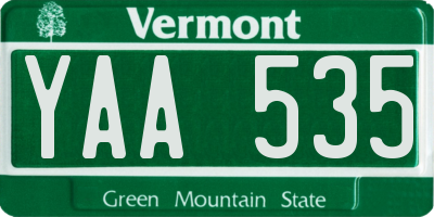 VT license plate YAA535
