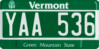 VT license plate YAA536