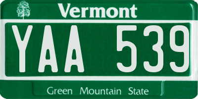 VT license plate YAA539