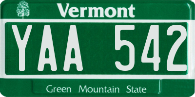 VT license plate YAA542