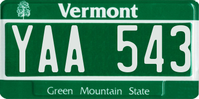 VT license plate YAA543