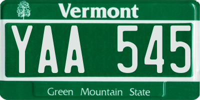 VT license plate YAA545