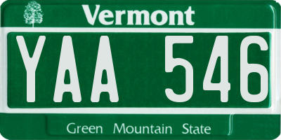 VT license plate YAA546