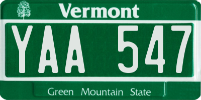 VT license plate YAA547