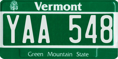 VT license plate YAA548