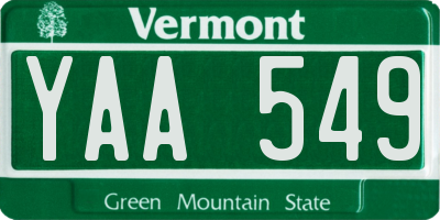 VT license plate YAA549