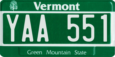 VT license plate YAA551