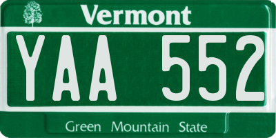 VT license plate YAA552