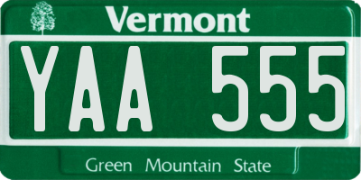 VT license plate YAA555