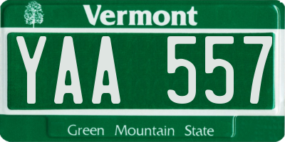 VT license plate YAA557