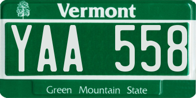 VT license plate YAA558