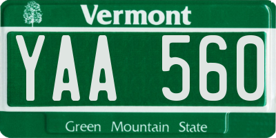 VT license plate YAA560