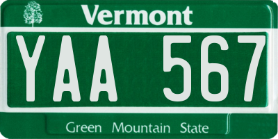 VT license plate YAA567