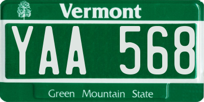 VT license plate YAA568