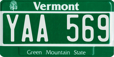 VT license plate YAA569