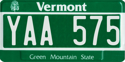 VT license plate YAA575